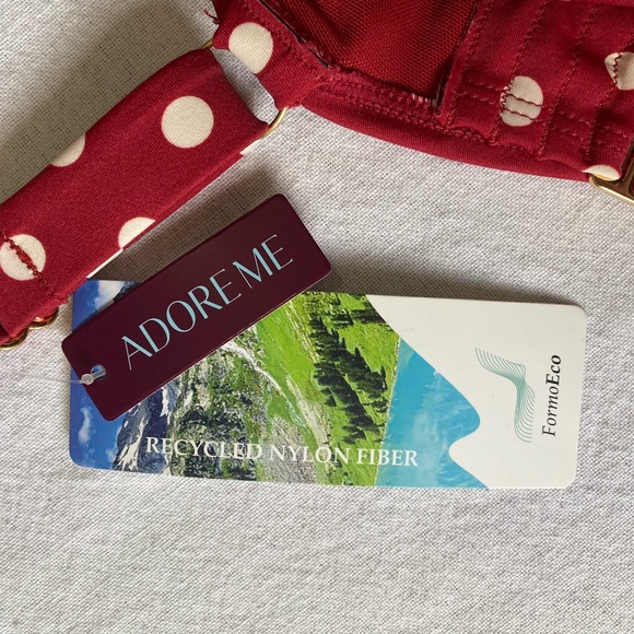 Adore Me Vivian Contour Red White Polka Dot underwire Bikini Swim Top. Sz 44DDD - Picture 12 of 15